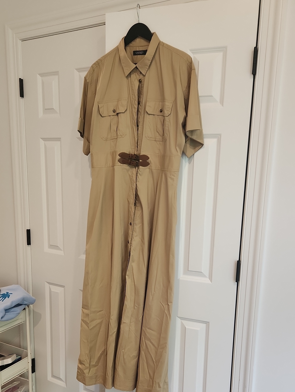 RALPH LAUREN Tan Utility Shirt Dress with Belt